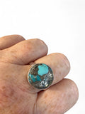 Kingman Turquoise with Pyrite Solid 925 Sterling Silver Ring 10
