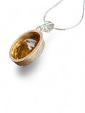 Citrine Solid 925 Sterling Silver Pendant with chain