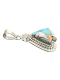 Kingman Blue Ice Dahlia Turquoise Solid 925 Sterling Silver Pendant