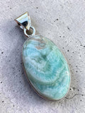 Caribbean Blue Calcite Solid 925 Sterling Silver Pendant