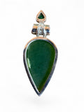Nephrite Jade & Green Onyx Solid 925 Sterling Silver Pendant