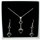 Black Onyx Solid 925 Sterling Silver Pendant Earrings Set