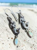 Mermaid Fire Opal Solid 925 Sterling Silver Earrings