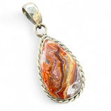 Crazy Lace Agate teardrop Solid 925 Sterling Silver Pendant