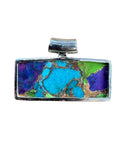 Kingman Blue, Green, Purple Turquoise Solid 925 Sterling Silver Pendant