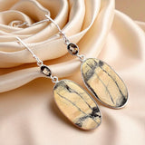Porcelain Jasper & Smoky Topaz Solid 925 Sterling Silver Earrings