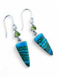 Malachite Azurite & Peridot Solid 925 Sterling Silver Earrings