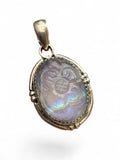 Carved Rainbow Moonstone Solid 925 Sterling Silver Pendant