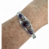 Amethyst Solid 925 Sterling Silver Cuff Bracelet