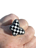 Butterfly Checkerboard Solid 925 Sterling Silver Ring 6