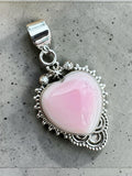 Pink Queen Conch Heart Solid 925 Sterling Silver Pendant