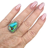 Kingman Peacock Dahlia Solid 925 Sterling Silver Ring 7