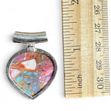 Kingman Pink Dahlia Turquoise Solid 925 Sterling Silver Pendant