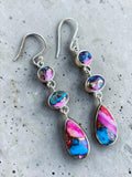 Kingman Pink Dahlia Solid 925 Sterling Silver Earrings