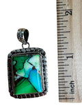 Kingman Peacock Dahlia Solid 925 Sterling Silver Pendant