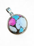 Kingman Cotton Candy Turquoise Solid 925 Sterling Silver Pendant