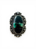 Black Jack Turquoise Solid 925 Sterling Silver Ring 9
