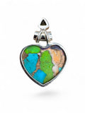 Kingman Blue, Green & Purple Turquoise Solid 925 Sterling Silver Pendant