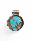 Number 8 Turquoise & Garnet Solid 925 Sterling Silver Pendant