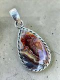 Crazy Lace Agate Solid 925 Sterling Silver Pendant
