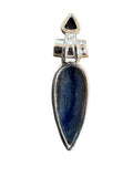 Blue Kyanite & Onyx Solid 925 Sterling Silver Pendant