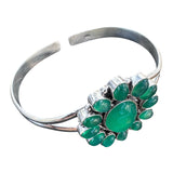Green Onyx Flower Solid 925 Sterling Silver Cuff Bracelet