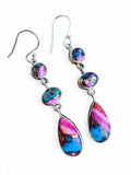 Kingman Pink Dahlia Solid 925 Sterling Silver Earrings