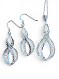 Filigree Solid 925 Sterling Silver Necklace Earrings Set