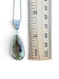 Green Amethyst Prasiolite Solid 925 Sterling Silver Pendant with 17” Chain