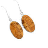 Tiger Eye Solid 925 Sterling Silver Earrings