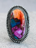 Kingman Pink Dahlia Turquoise Solid 925 Sterling Silver Ring – Size 8