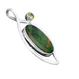 Chrome Chalcedony & Peridot Solid 925 Sterling Silver Pendant