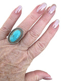 Kingman Turquoise Solid 925 Sterling Silver Ring 9