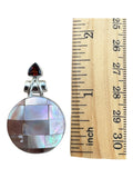 Mother of Pearl & Garnet Solid 925 Sterling Silver Pendant