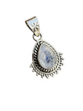 Faceted Rainbow Moonstone Solid 925 Sterling Silver Pendant