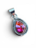Kingman Pink Dahlia Turquoise Solid 925 Sterling Silver Pendant