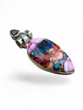 Kingman Pink Dahlia Turquoise & Garnet Solid 925 Sterling Silver Pendant (Copy 2)