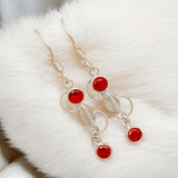 Garnet Solid 925 Sterling Silver Earrings