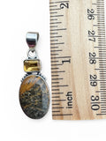 Yellowjacket Jasper & Citrine Solid 925 Sterling Silver Pendant