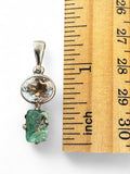 Emerald & White Topaz Solid 925 Sterling Silver Pendant