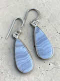 Blue Lace Agate Solid 925 Sterling Silver Earrings