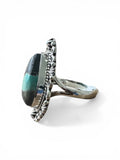 Black Jack Turquoise Solid 925 Sterling Silver Ring 8.5