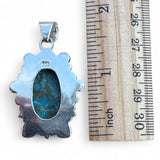 Kingman Blue Copper Turquoise Solid 925 Sterling Silver Pendant