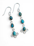 Kingman Blue Copper Turquoise Solid 925 Sterling Silver Earrings