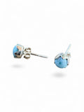Caribbean Larimar 4 mm stud Solid 925 Sterling Silver Earrings