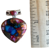Kingman Pink Dahlia Solid 925 Sterling Silver Pendant