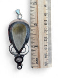 Gold Rutilated Quartz & Rose Quartz Silver Overlay Pendant