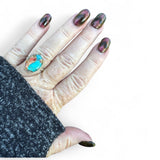 Kingman Turquoise & Spiny Oyster Solid 925 Sterling Silver Ring 8