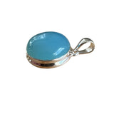 Aqua Blue Chalcedony Solid 925 Sterling Silver Pendant
