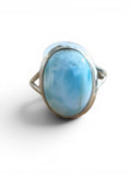 Caribbean Larimar Solid 925 Sterling Silver Ring 7